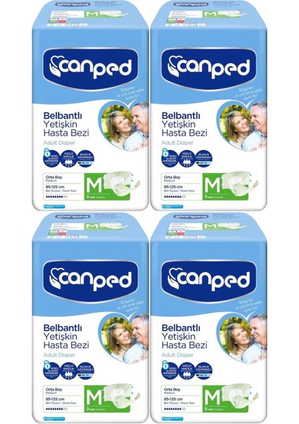 Hasta Bezi Yetişkin Bel Bantlı Polietilen Medium-M Orta Boy 36 Adet (4pk*9)