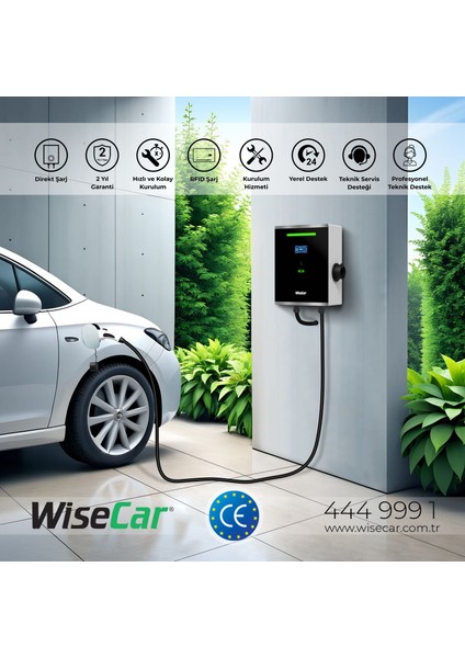 Wt1 Smart Kartlı 7.4 Kw Duvar Tipi Elektrikli Araç Şarj Istasyonu Kablolu