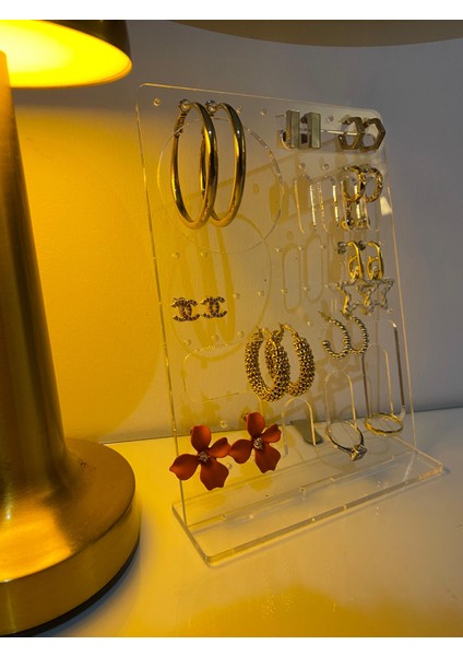 Şeffaf Pleksi Takı Standı - Küpe Yüzük Takı Organizer