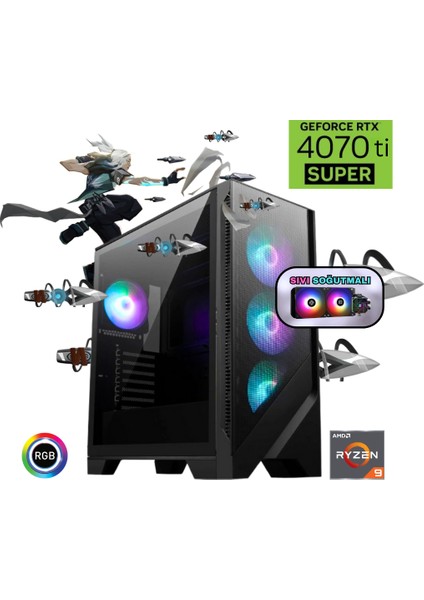 Ryzen 9 9900X 64GB Ddr5 1tb SSD Rtx 4070 Ti Super 240MM SIVI SOĞUTMA Oyun Bilgisayarı