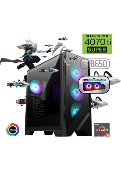 Ryzen 5 7600 16GB Ddr5 1tb SSD Rtx 4070 Ti Super 240MM B650 SIVI SOĞUTMA Oyun Bilgisayarı