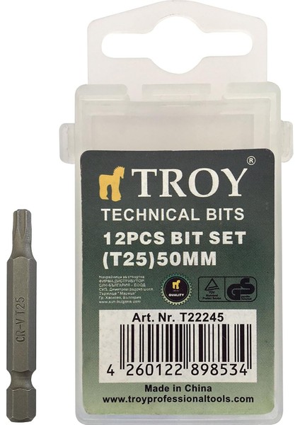 T 22245 Torx Bits Uç Seti, T25 x 50 mm