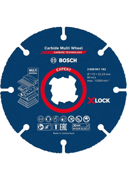 Professional 1x Expert Carbide Multi Wheel X-Lock Kesici Diskler (Sert Ahşap, Çivili Ahşap, Plastik, Alçıpan Panel, Ø 115 Mm, Aksesuar Küçük Avuç Taşlama Makinesi)