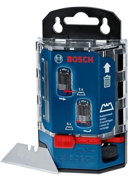 Professional Dispenser Içinde 50 Yedek Bıçak (Bosch Professional Trapez Bıçak Uçları ile Uyumlu)