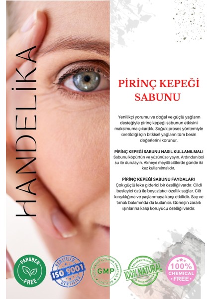 DOĞAL EL YAPIMI PİRİNÇ KEPEĞİ Yüz, Saç ve Vücut Sabunu - 100 GR