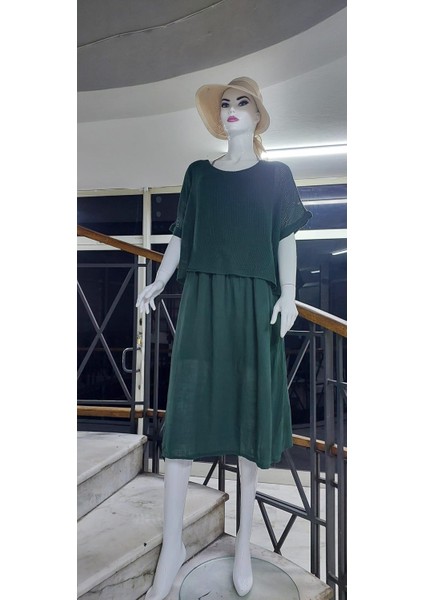 Italyan Müslin Keteni Üstü File Bluzlu Astarlı Tek Parça Elbise fırsatları