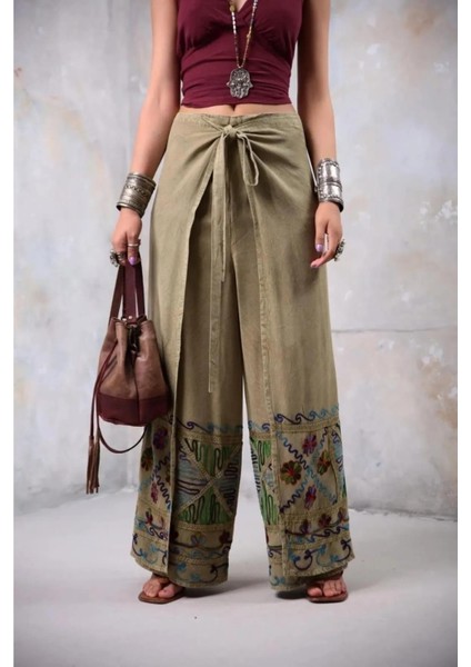 Otantik Nakış İşlemeli Harem Şalvar Bulmaca Pantolon(103 CM)