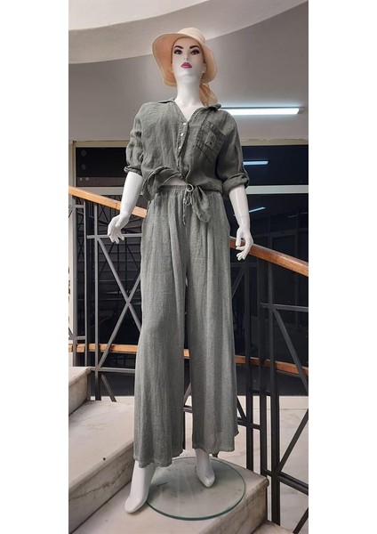 Italyan Pileli Keten Pantolon - Bluz Takım fiyatları