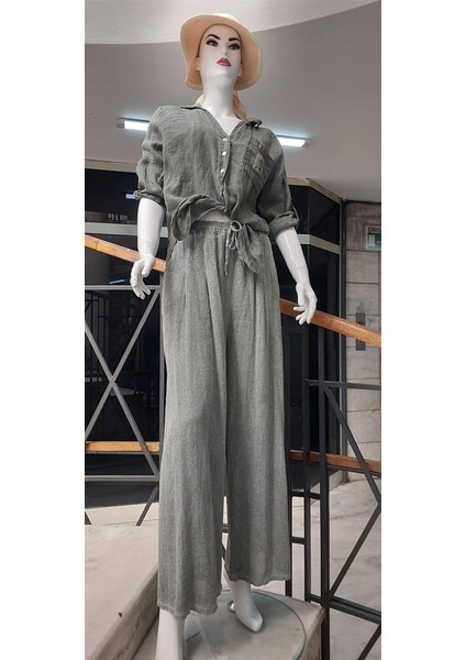 Italyan Pileli Keten Pantolon - Bluz Takım modelleri