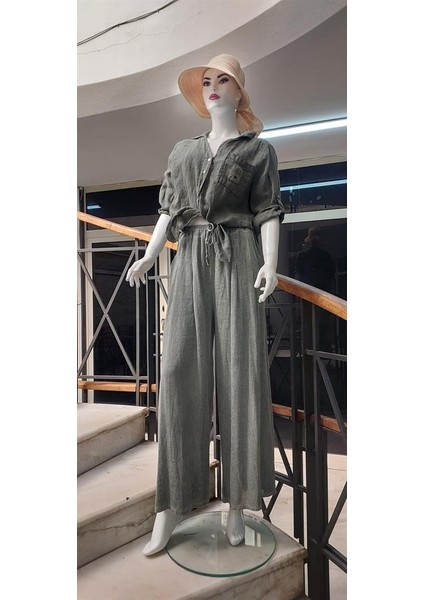 Italyan Pileli Keten Pantolon - Bluz Takım fırsatları