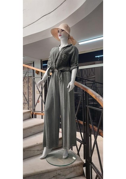 Italyan Pileli Keten Pantolon - Bluz Takım indirimleri