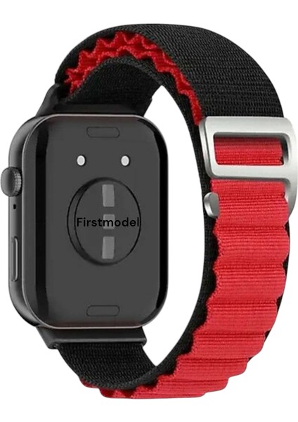 Huawei Watch Fit 3,4,4 Pro Uyumlu Alpine Bant Kordon Pim Çevirici Aparatlı Akıllı Pimli Siyah Kırmızı