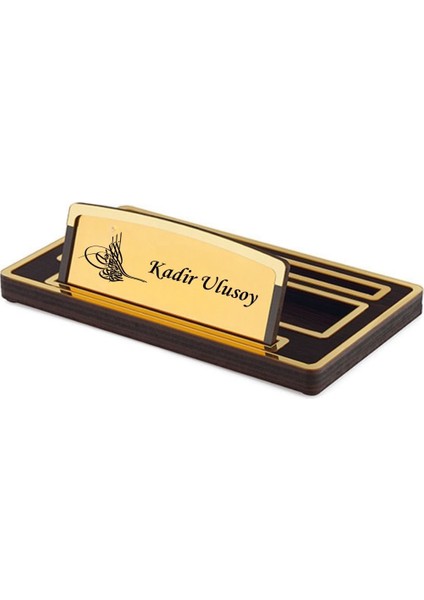 Kişiye Özel Osmanlı Tuğra Tasarımlı Masa Üstü Ahşap Masa Üstü Isimlik