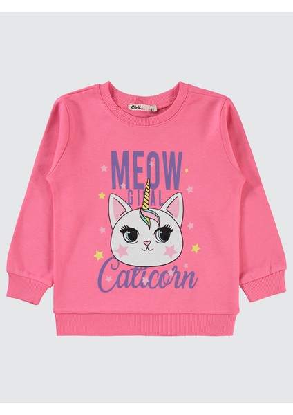 Kız Çocuk Sweatshirt 2-5 Yaş Pembe Sıklamen