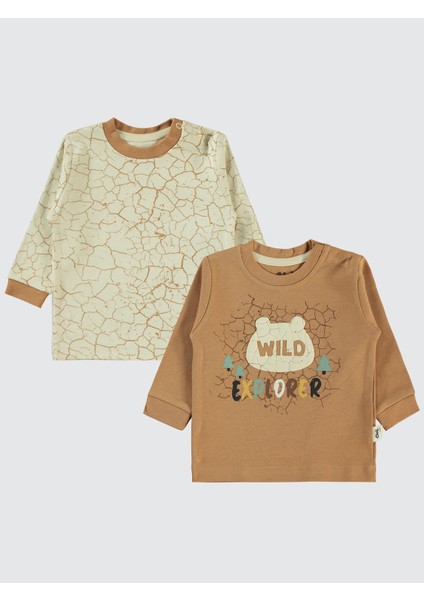 Erkek Bebek 2'li Sweatshirt 6-18 Ay Kahve