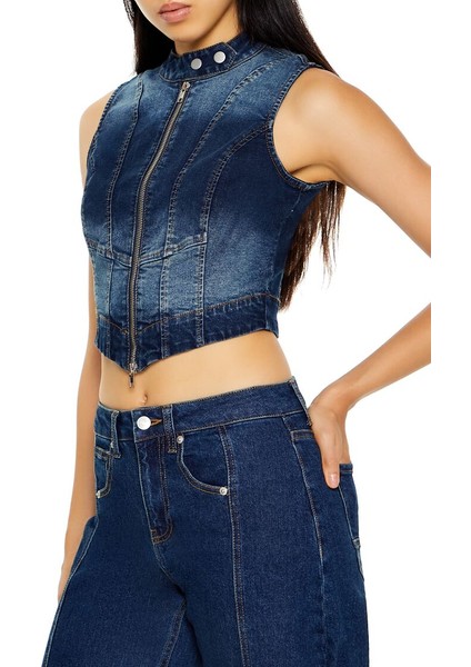 Degrade Denim Crop Üst fiyatları