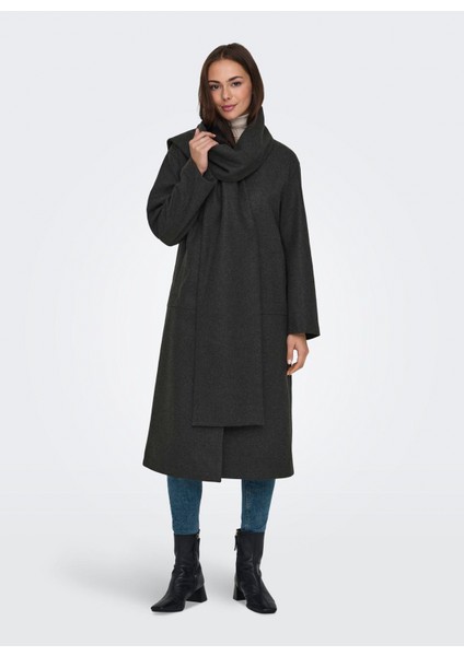 Koyu Füme Kadın Kaban Onlelba Lıfe Scarf Coat Otw indirimleri