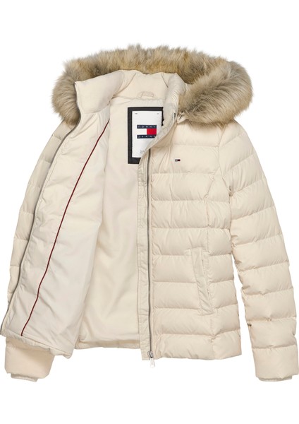 Krem Kadın Şişme Mont Tjw Basıc Hooded Down Jacket Ext