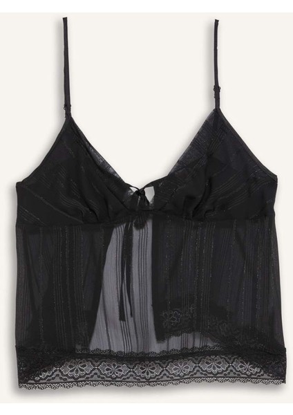 Tül Pijama Takımı Askılı Dantelli Üst Beli Lastikli Uzun Alt-Fall in Love D8684AX24WN fiyatları