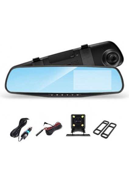 4.3 Inç Araba Dvr'ı Dikiz Aynası Sürüş Video Kaydedici Çift Lensli Araç Içi Kamera 1080P IPS Ön ve Arka Kamera Araç Içi Kamera (Yurt Dışından)