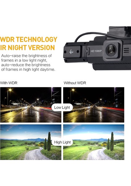 A88 Araba Ön Araba Dönebilen Araba Kamera Video Kaydedici Araba Kaydedici Gece Görüş Çift Lens Evrensel Modeller (Yurt Dışından)