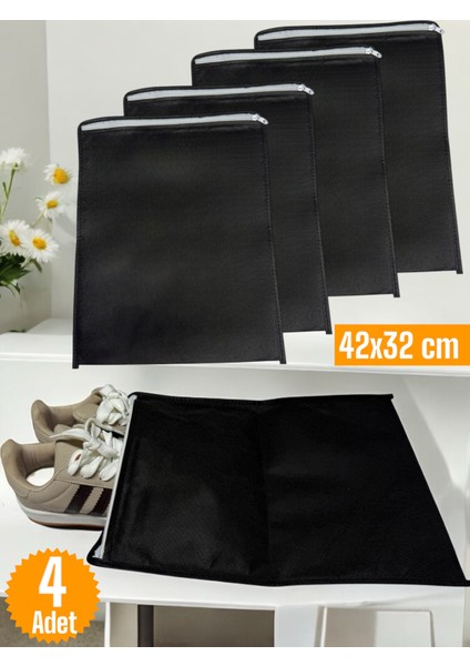 3 Adet Siyah Ayakkabı Saklama Çantası Seyahat Hurcu Çok Amaçlı Fermuarlı Dolap Çekmece Valiz Düzenleyici