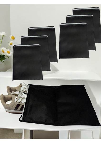 6 Adet Siyah Ayakkabı Saklama Çantası Seyahat Hurcu Çok Amaçlı Fermuarlı Dolap Çekmece Valiz Düzenleyici modelleri