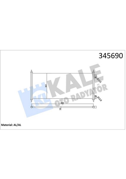 Klima Kondenseri Transit V184 2.0d-2.0 Tdci-2.3i-2.4d-2.4 Tdci 00 860X361X16 Oto.-Mek. Al/al 13