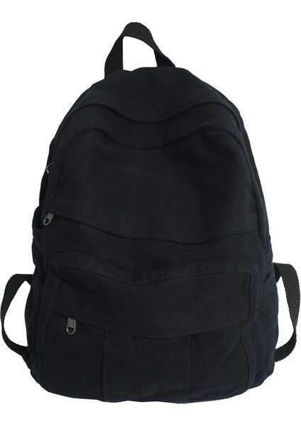 Yeni Sonbahar ve Kış Büyük Kapasiteli Yıkanmış Düz Renk Kanvas Gündelik Çift Arka Sokak Trendi Erkek ve Kız Öğrenci Okul Çantaları (Yurt Dışından)