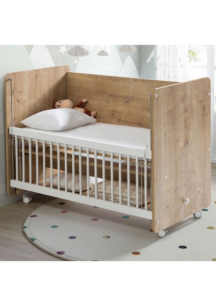 BW1091 - Pratik Sallanır Tekerlekli Anne Yanı Bebek Beşik Ahşap 60x120 fiyatları