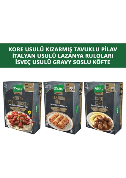 Yemek Kiti Kore Usulü Çıtır Tavuk 370 gr + Lazanya Ruloları 180 gr + Isveç Köftesi 150 rg