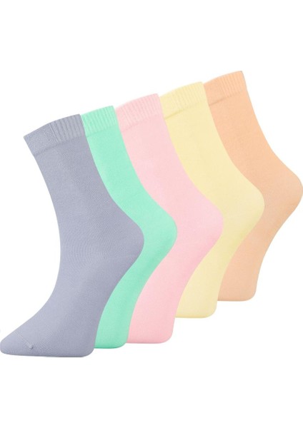 Renkli 5'li Bambu Kadın Soket Çorap Yumuşak ve Nefes Alabilen