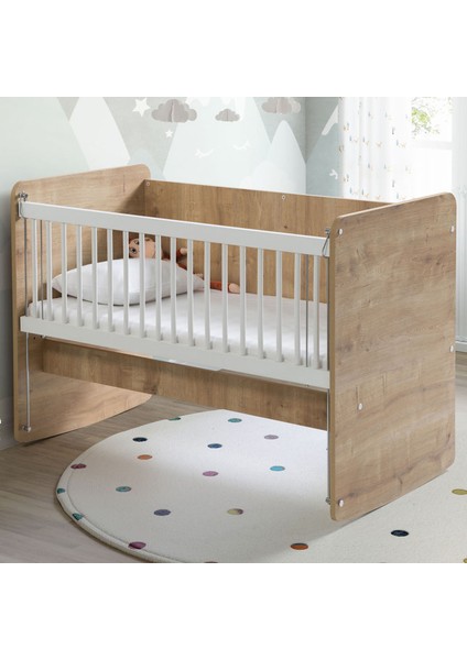 BW1071 - Pratik Sallanır Anne Yanı Bebek Beşik Ahşap 60x120