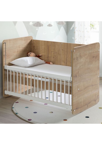 BW1071 - Pratik Sallanır Anne Yanı Bebek Beşik Ahşap 60x120