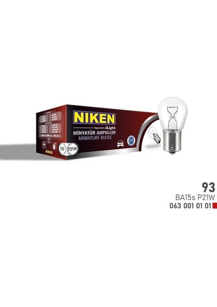 Nıken 93 Ampul Düz BA15S P21W 12V 10LU