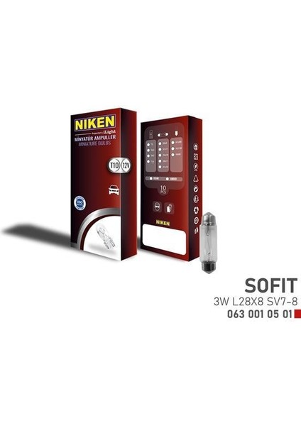 Nıken Sofıt Ampul 3W L28X8 Sv7-8 12V 10LU