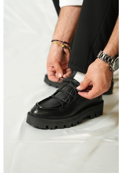 Babylon Model Deri El Yapımı Erkek Siyah Casual Ayakkabı