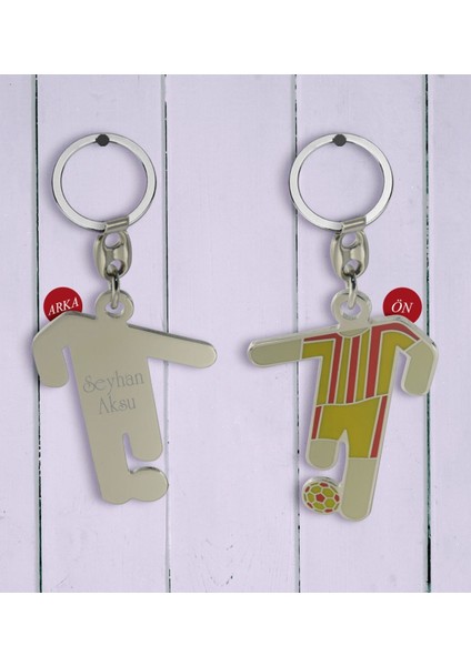 Kişiye Özel Sarı-Kırmızı Formalı Metal Anahtarlık