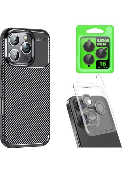 Vendas Apple iPhone 16 Pro Uyumlu Kılıf Zore Negro Silikon Kapak + Kamera Lens Koruyucu
