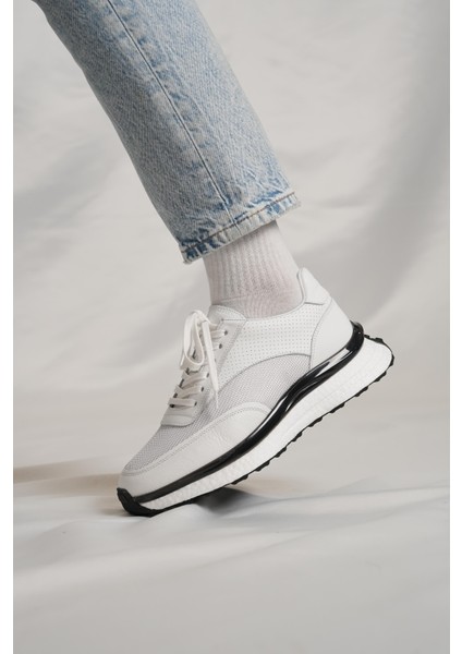 George Model Hakiki Deri El Yapımı Erkek Beyaz Sneaker indirimleri