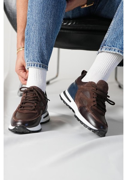 Vios Model Deri El Yapımı Kahverengi Erkek Sneaker