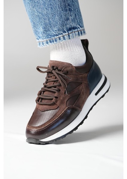 Vios Model Deri El Yapımı Kahverengi Erkek Sneaker
