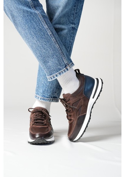 Vios Model Deri El Yapımı Kahverengi Erkek Sneaker