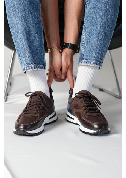 Vios Model Deri El Yapımı Kahverengi Erkek Sneaker