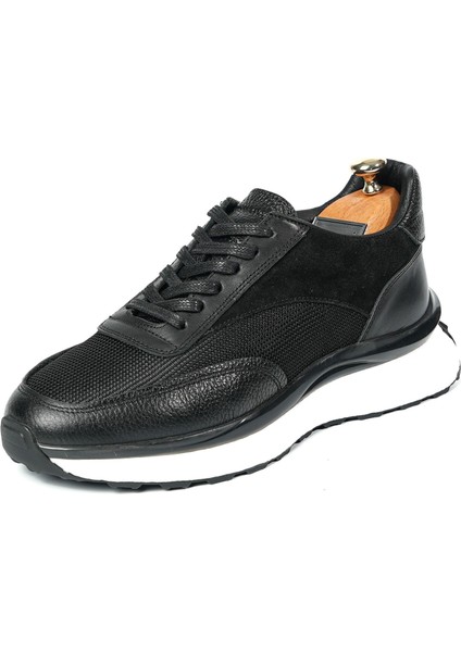 George Model Deri El Yapımı Erkek Siyah Sneaker