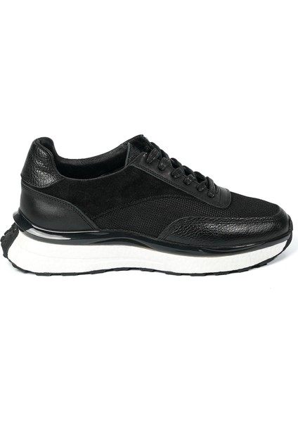 George Model Deri El Yapımı Erkek Siyah Sneaker