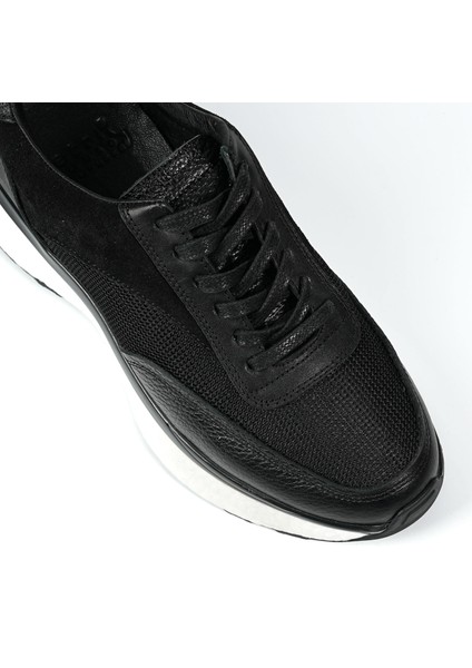 George Model Deri El Yapımı Erkek Siyah Sneaker