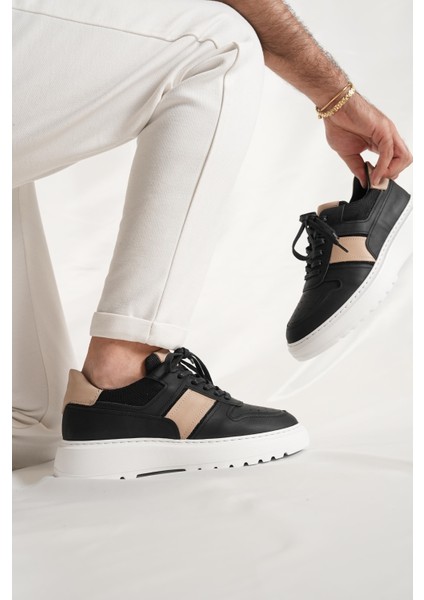 Strauss Model Deri El Yapımı Erkek Siyah Sneaker