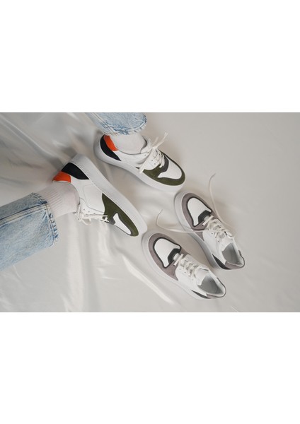 Perdika Model Deri El Yapımı Erkek Beyaz - Gri Sneaker indirimleri