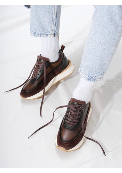 Locke Model Deri El Yapımı Erkek Kahve Sneaker